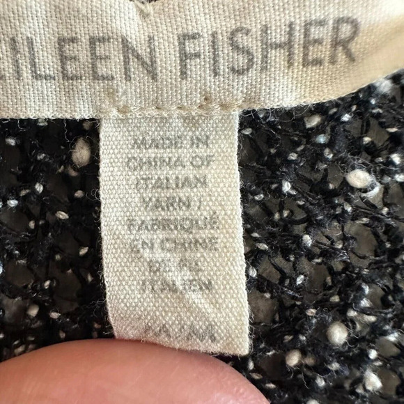 Eileen Fisher Open Knit Sweater Speckled Salt & Pepper Scoop Neck - Picture 6 of 16